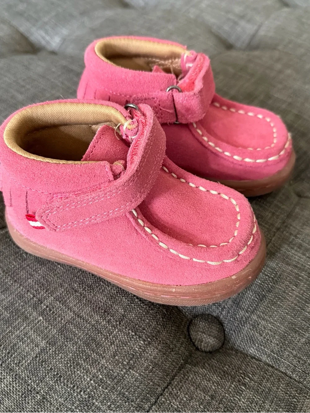 Hanna Andersson Haskell Wallabees Pink Suede Hook-and-Loop moccasin Boots 5